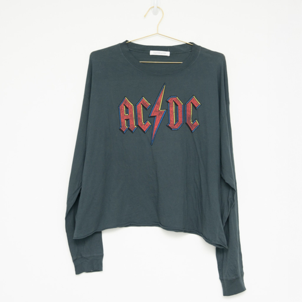 Daydreamer LA AC/DC Gray Graphic Long Sleeve‎ Tee